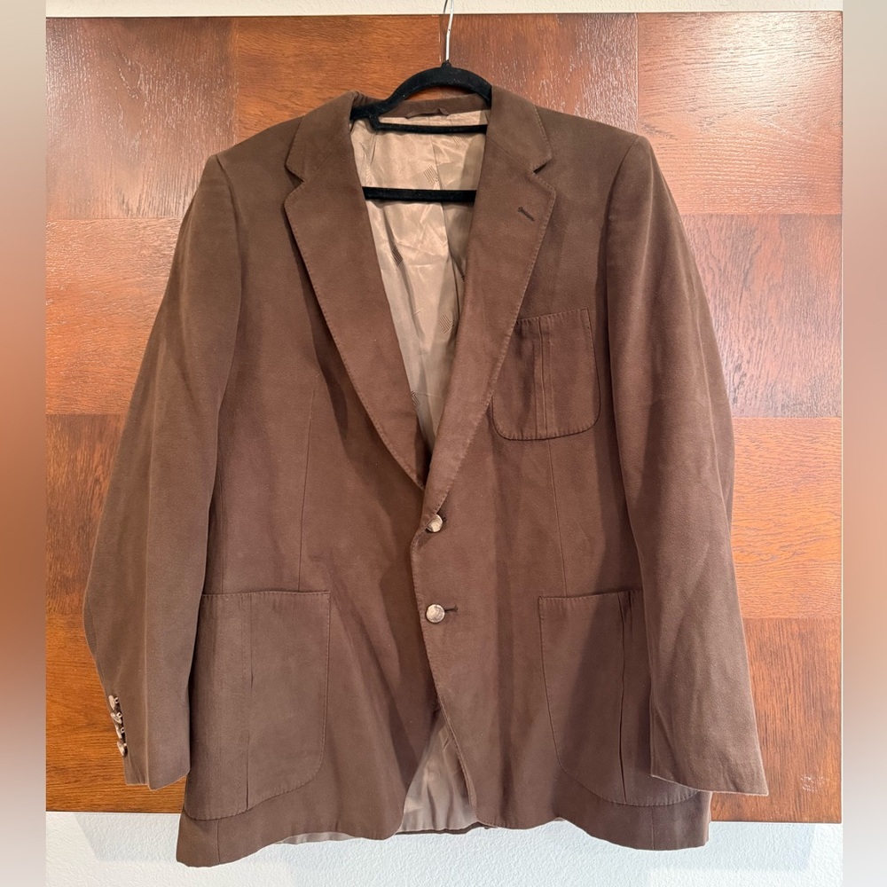 Men's LANVIN Sportcoat Extra-Large XL - Brown Feather Suede Blazer
